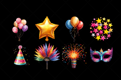 New Year Celebration Clipart Bundle | Party Watercolor PNG Product Image 3