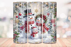 Christmas Snowman 20 OZ Skinny Tumbler Wrap Sublimation Png. Product Image 3