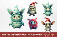 Little Christmas Monster Clipart Sublimation Product Image 1