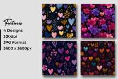 Colorful hearts &amp; Flowers Digital Paper Pattern Product Image 3