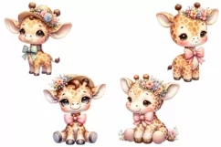 Watercolor Cute Giraffe, Baby Giraffe Clipart Nursery PNG Product Image 3
