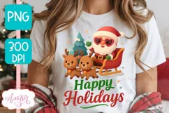 Happy Holidays PNG design, Cute Santa sublimation Design Product Image 3