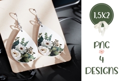 Floral Earring Template, Pink Peony Earring Sublimation Product Image 3