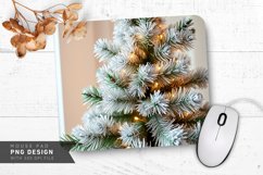 Retro Christmas Tree with Silver Tinsel Mouse Pad PNG Design Product Image 1