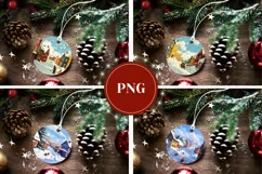 Watercolor Christmas Village Ornaments, Winter Ornaments Product Image 3
