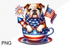 4th Of July Bull Dog Sublimation - 4th of july Clipart PNG Product Image 1