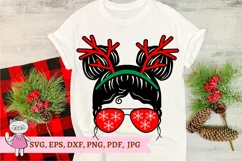 Christmas Kid Life with deer horns red Sunglasses with Product Image 1