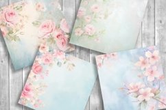 Flowers Backgrounds. Watercolor Floral Scrapbooking Papers Product Image 3