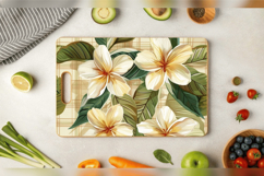 Plumeria Floral Plaid Cutting Boards sublimation Designs Product Image 3