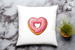 Heart Donut Pink Frosting Clipart Sublimation PNG Product Image 3
