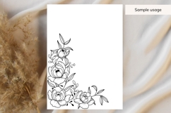 Hand Drawn Peonies Corner Border SVG Product Image 3