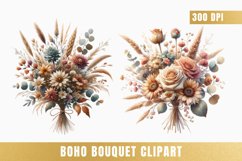 Watercolor boho bouquet clipart, Boho Flowers Bundle Product Image 4