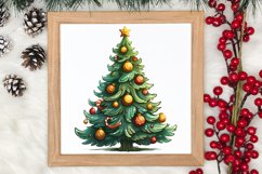 Watercolor Christmas tree clipart, Christmas tree Clipart Product Image 3