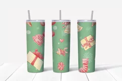 Christmas Cute Mermaids Skinny tumbler wrap design Product Image 5