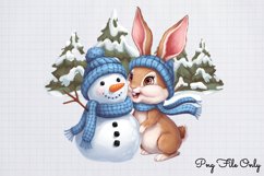 Woodland Christmas Bunny Sublimation Clipart PNG Product Image 1