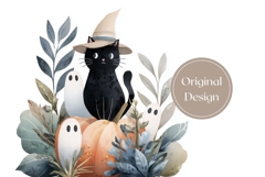 Cartoon Halloween Cat Tumbler Wrap, Halloween Ghost Tumbler Product Image 3
