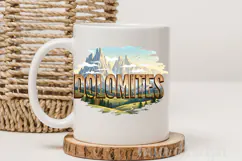 Dolomites PNG, Vintage Italy Mountain Alps Sublimation Product Image 4