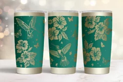 20oz Tumbler laser svg wrap|Hummingbird and Hibiscus Flowers Product Image 3