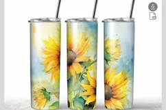 Sunflower watercolor flower 20oz Tumbler Wrap Product Image 1