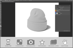 Cap Knit Beanie Isometric View Product Image 2