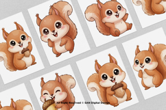15 Bundle Watercolor Cute Squirrel Burrow Rodent Nut Small Product Image 3