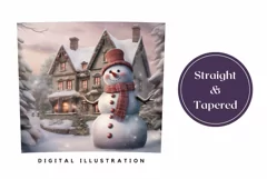 Christmas Tumbler Wrap Design, Christmas Snowman Tumbler PNG Product Image 3