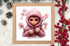 Cute Pink Christmas Animals Clipart Sublimation Product Image 3
