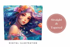 Little Mermaid Sublimation Design, Mermaid Tumbler Wrap Product Image 3