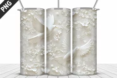 3D Christmas Doves Tumbler Wrap - 20 Oz Skinny Tumbler PNG Product Image 4