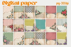 Vintage Floral Polka Dot Digital Paper Product Image 3