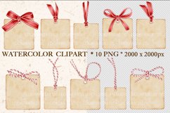 Watercolor Christmas Square Gift Tags Clipart, Christmas Tag Product Image 3