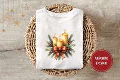 Cartoon Christmas Candles Illustration, Gold Christmas PNG Product Image 3