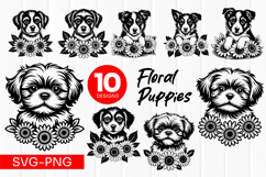 Floral Dog Puppy SVG PNG Product Image 1