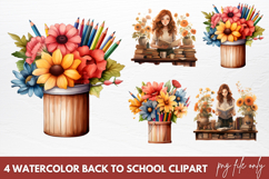 Back to School Sublimation Clipart, Watercolor Clipart Product Image 1