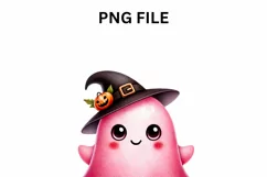 Cute Retro Pink Halloween Watercolor Clipart Product Image 4