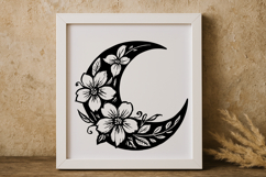 Floral Crescent Moon SVG Product Image 1