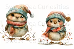 Bird, Fall, Christmas, Ephemera, PNG, watercolor, Clipart Product Image 3