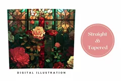 Floral Easter Tumbler Wrap, Stained Glass Cross Tumbler PNG Product Image 3