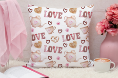 Love Tea Time Seamless Pattern, Valentines Digital Paper Product Image 3