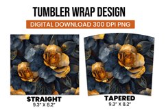 Black and golden roses watercolor tumbler wrap sublimation Product Image 3