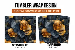 Black and golden roses watercolor tumbler wrap sublimation Product Image 3