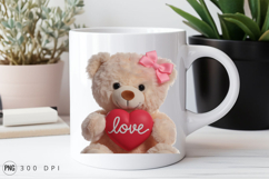 Cute Teddy Bear Holding A Love Heart Sublimation PNG Product Image 2