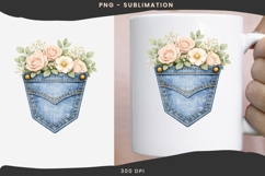 Denim pocket flowers png design for T-shirts Product Image 3