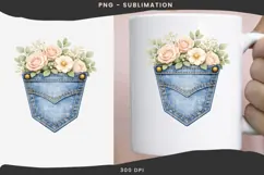 Denim pocket flowers png design for T-shirts Product Image 3