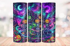 Dancing Skeletons 20 OZ Skinny Tumbler Wrap Sublimation PNG. Product Image 3