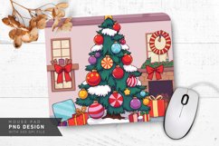 Cartoonish Christmas Tree Oversized Ornaments Mouse Pad PNG Product Image 1