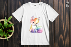 Pastel Rainbow Fox Cute Clipart Sublimation PNG Product Image 3