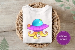 Hand Drawn Cosmic Illustration, Colorful Spaceship PNG Product Image 3