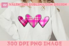 Plaid Hearts png, Valentine Sublimation Design Product Image 4