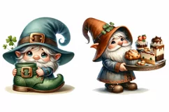 St Patricks Day Gnomes Png, cute gnomes clipart Product Image 3